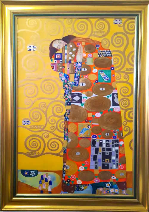 after gustav klimt, the embrace  oil painting