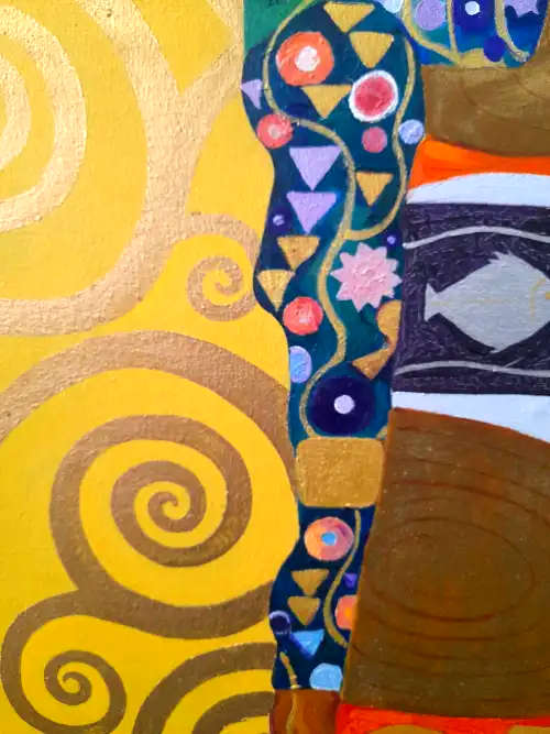 after gustav klimt, the embrace  oil painting