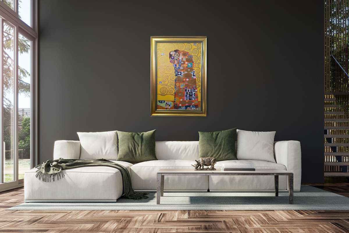 after gustav klimt, the embrace  oil painting