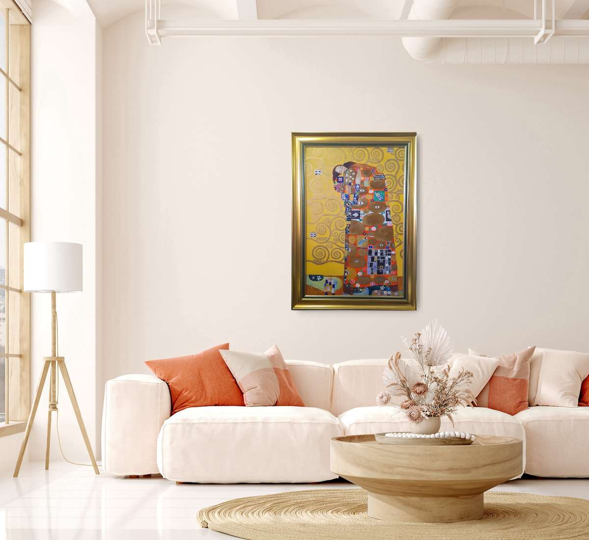 after gustav klimt, the embrace  oil painting