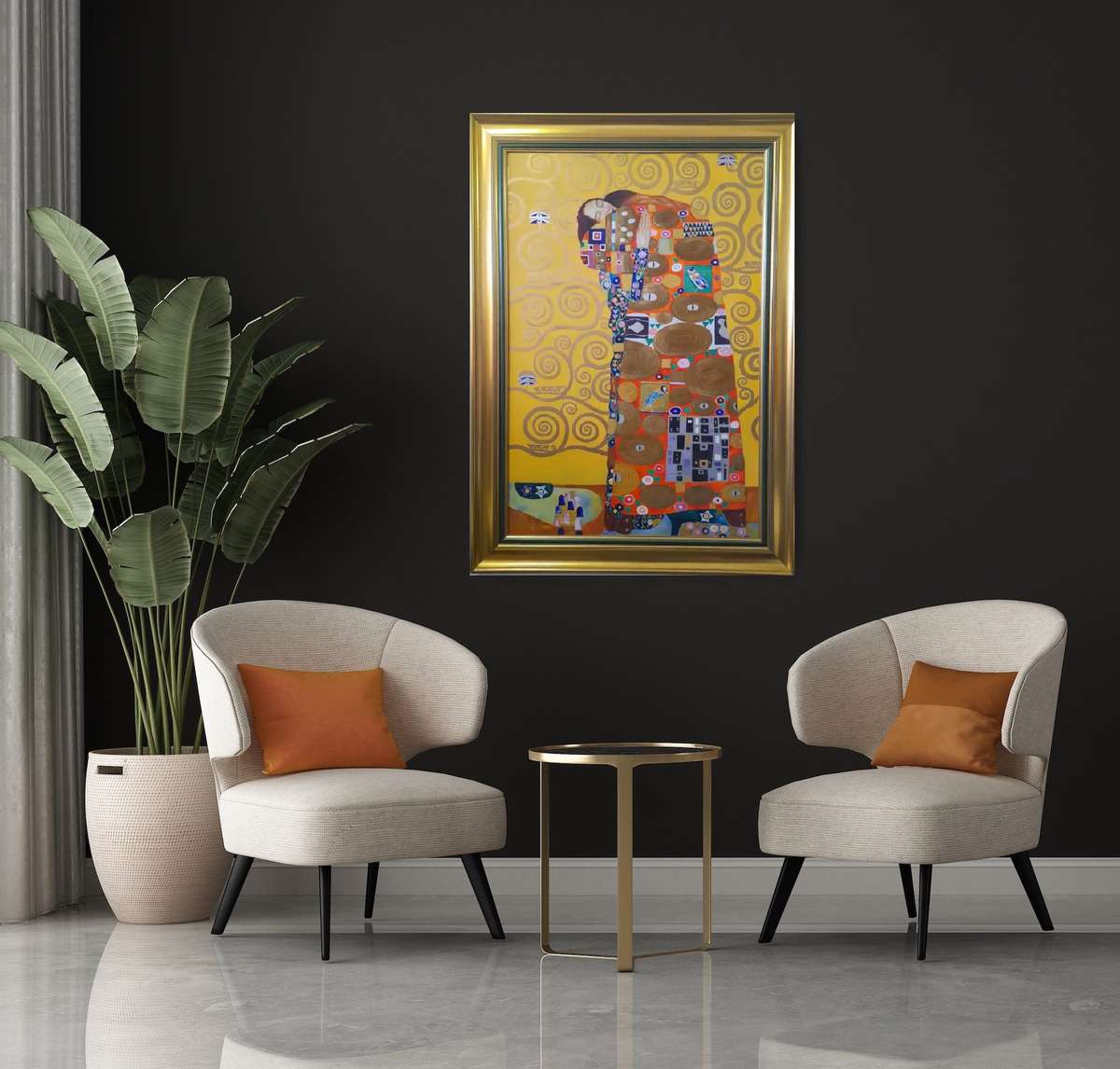 after gustav klimt, the embrace  oil painting