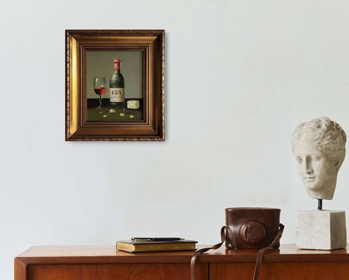 wine still life oil painting