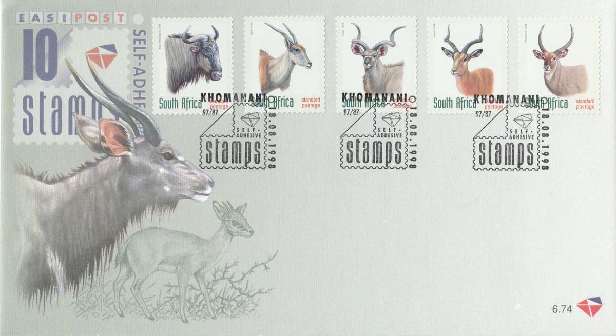 RSA 1998-08-18 Standardised Mail FDC 6.64 (18 000) [SACC R50]