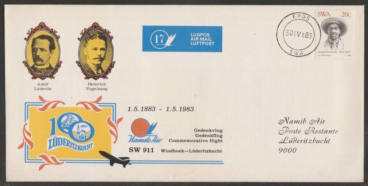 AVIATION 1983 NAMIB AIR COVER #17 - COMM FLIGHT WINDHOEK TO LUDERITZBUCHT