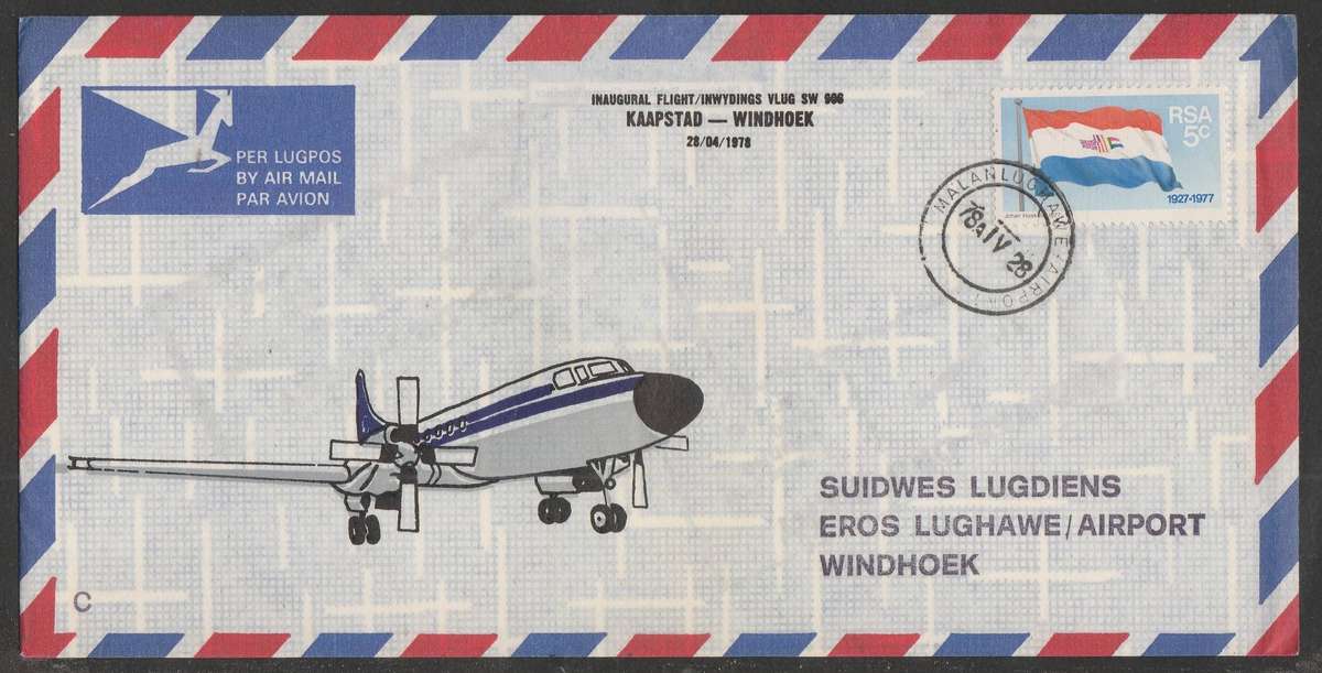AVIATION 1978 SOUTH WEST AIRWAYS DELIVERY FLIGHT C CAPE TOWN TO WINDHOEK