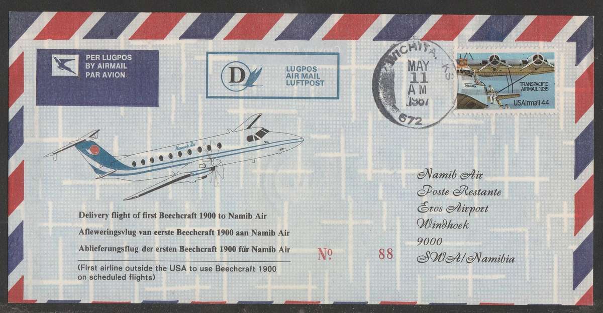 AVIATION 1987 NAMIB AIR DELIVERY FLIGHT D 1ST BEECHCRAFT 1900 USA TO WINDHOEK