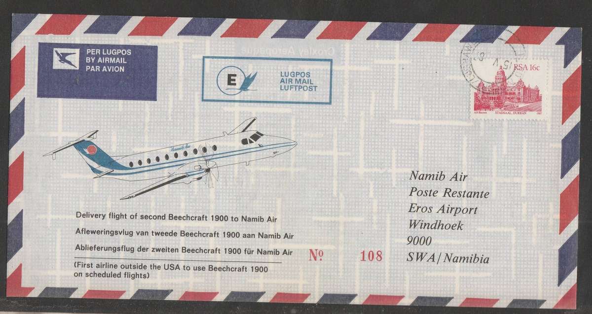 AVIATION 1987 NAMIB AIR DELIVERY FLIGHT E 2ND BEECHCRAFT 1900 CAPE TOWN TO WINDHOEK