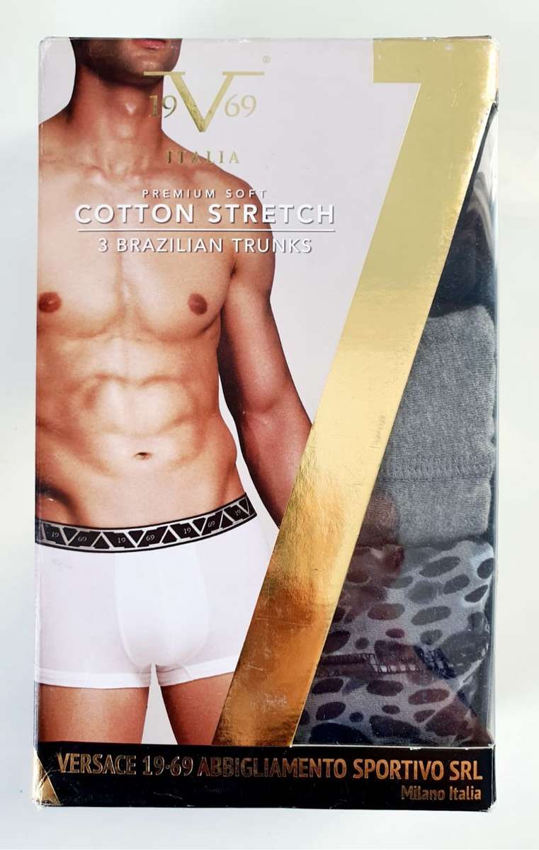 VERSACE 19-69 - 3 PACK - COTTON STRETCH BRAZILIAN TRUNKS - LARGE - MSRP $42.50