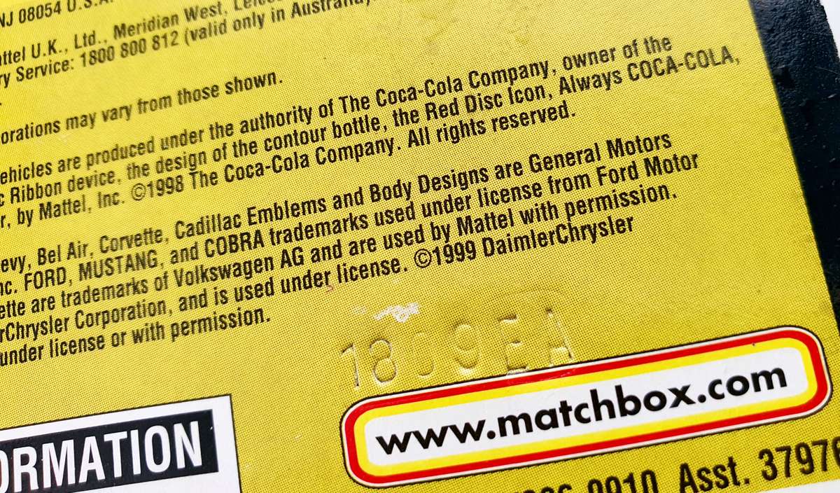 1999 MATCHBOX COLLECTIBLES - COCA COLA 1968 MUSTANG COBRA JET - SEALED