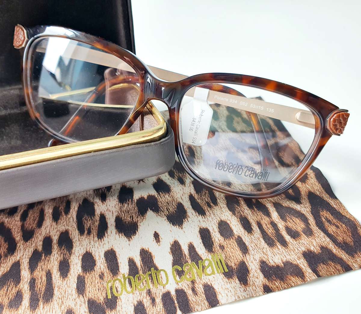 ROBERTO CAVALLI 934 052 POLARIS HAVANA EYEGLASSES AUTHENTIC RX 53-15 - DEMO MODEL