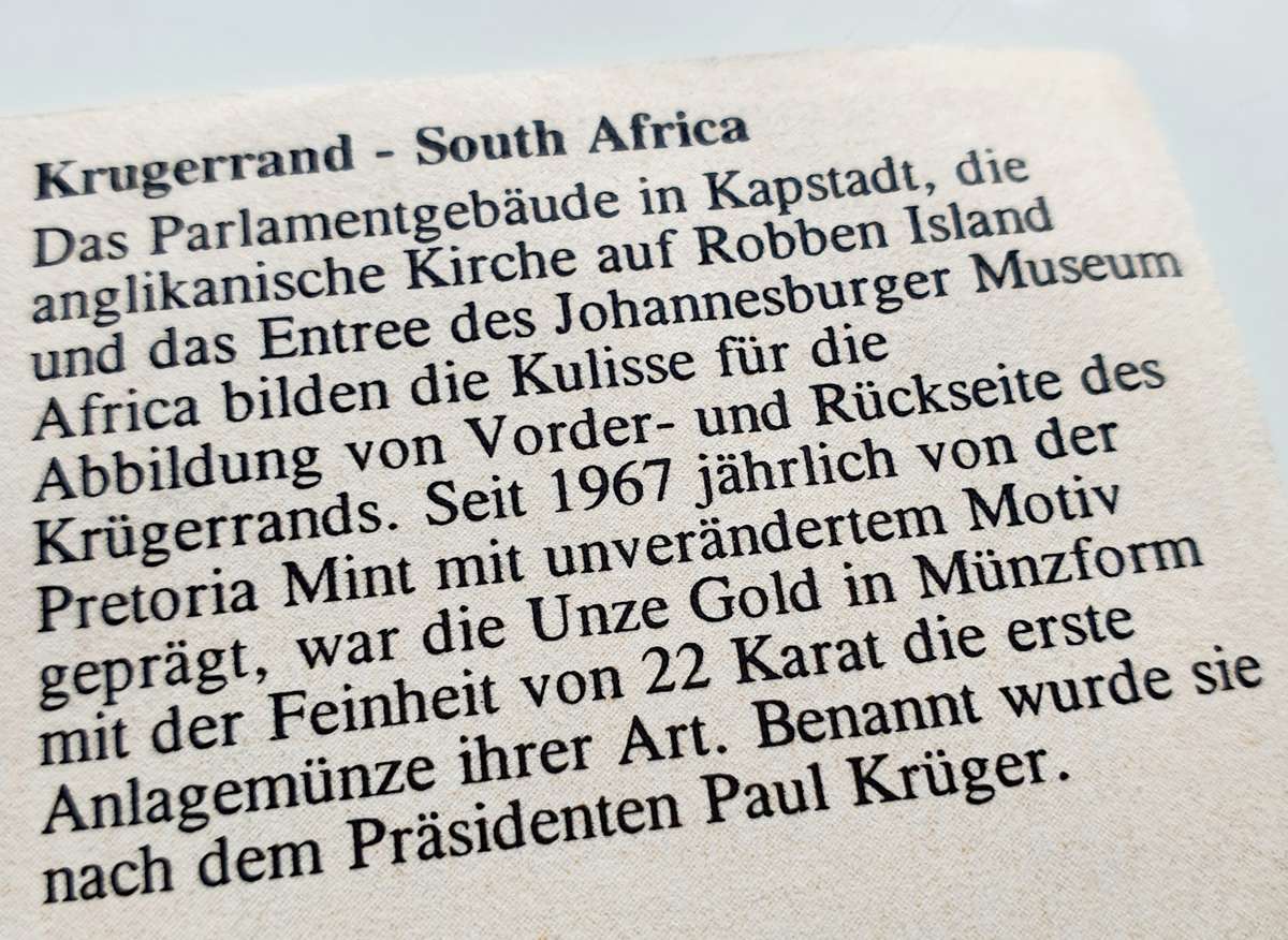 EXTREME SCARCE KRÜGERRAND - MOST POPULAR BULLION COINS IN THE WORLD - CAPSULE + COA