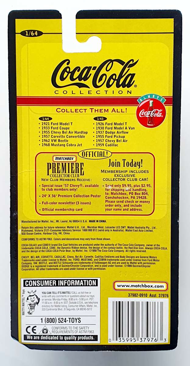 COCA COLA COLLECTIBLES 1962 VW BEETLE