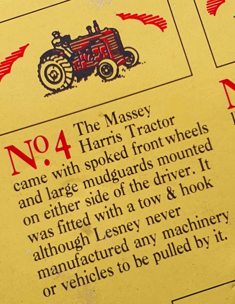 LTD. ED. 1992 MOKO LESNEY MATCHBOX ORIGINALS "THE MASSEY HARRIS TRACTOR"