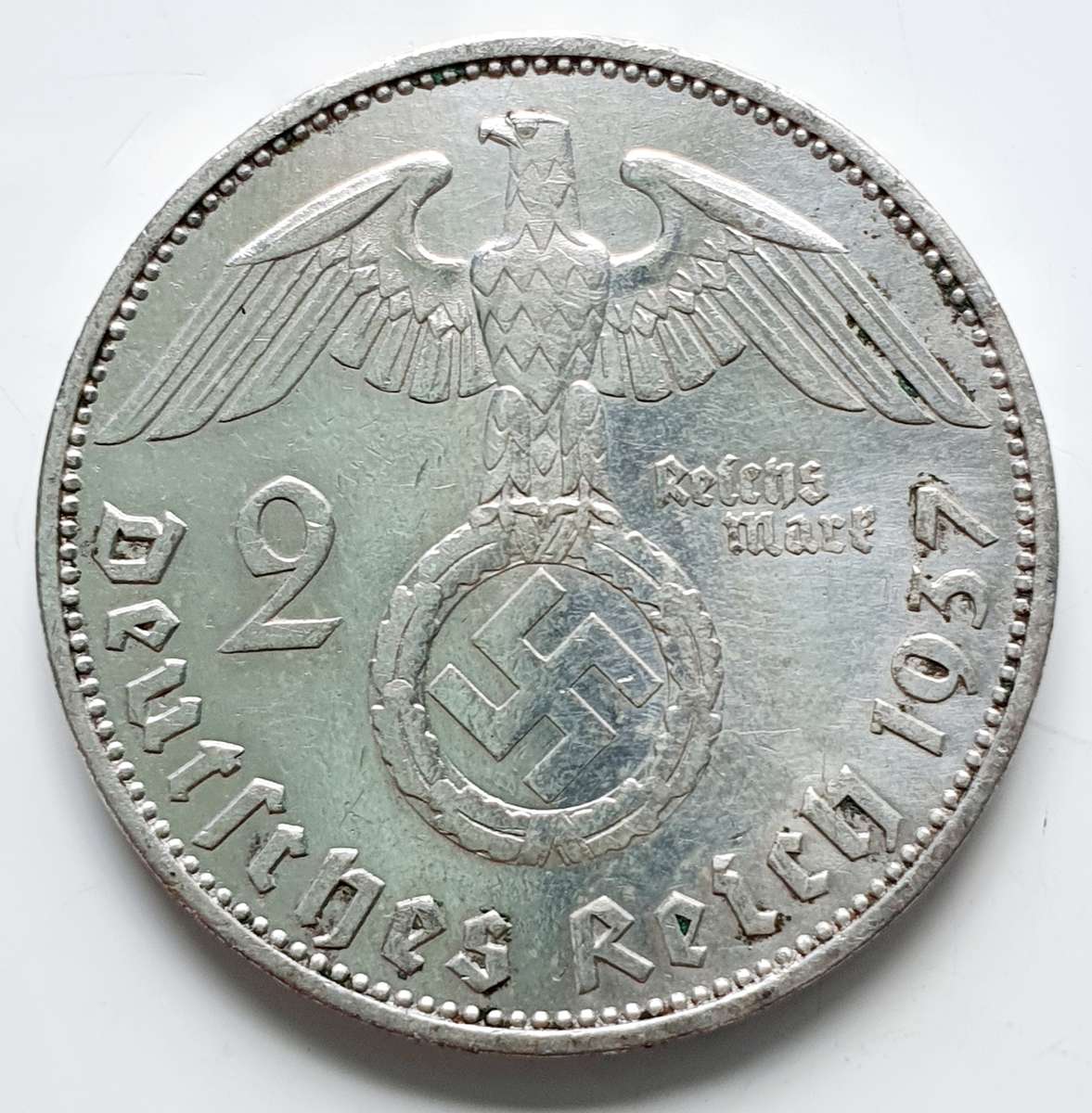 1937 - 2 DEUTSCHE REICHS MARK - SILVER - TOP COIN