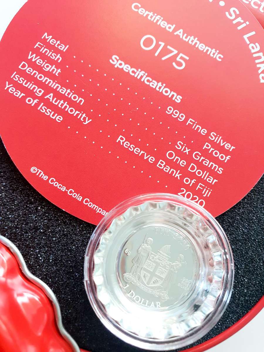 2020 6g Fiji Coca-Cola World Edition Coin - Sri Lanka - Bottle Cap .999 Silver