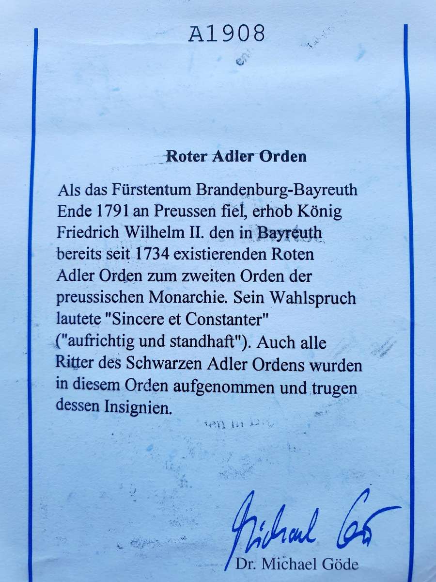 GÖDE Prussia Red Eagle Order  Cross 2nd Class with Swords - Ltd. Edition