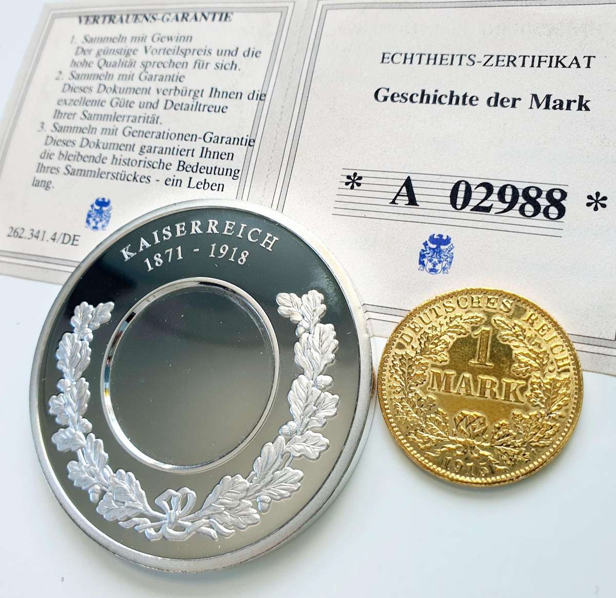 STUNNING 2001 TOP MEDAL DUETT - 50MM  - HISTORY OF THE DEUTSCHE MARK - WITH CERTIFICATE AND CAPSULE