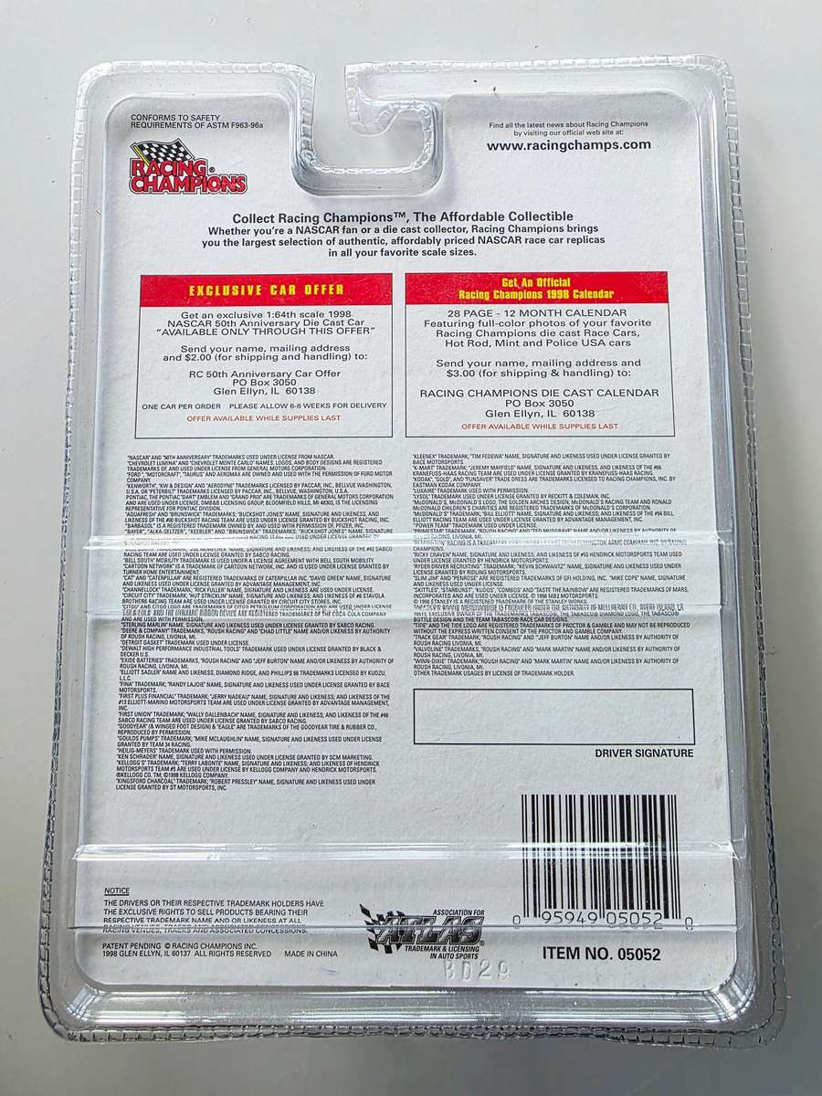 1998 LTD. ED. RACING CHAMPIONS - NASCAR GOLD - COMMEMORATIVE SERIES - PREMIER DIE CAST