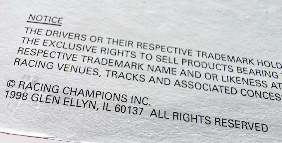 1998 RACING CHAMPIONS - 50TH ANNIVERSARY EDITION - ELTON SAWYER