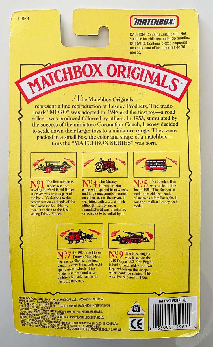 1992 LTD. ED. MATCHBOX ORIGINALS - AUTHENTIC RECREATIONS - NO. 5 THE LONDON BUS