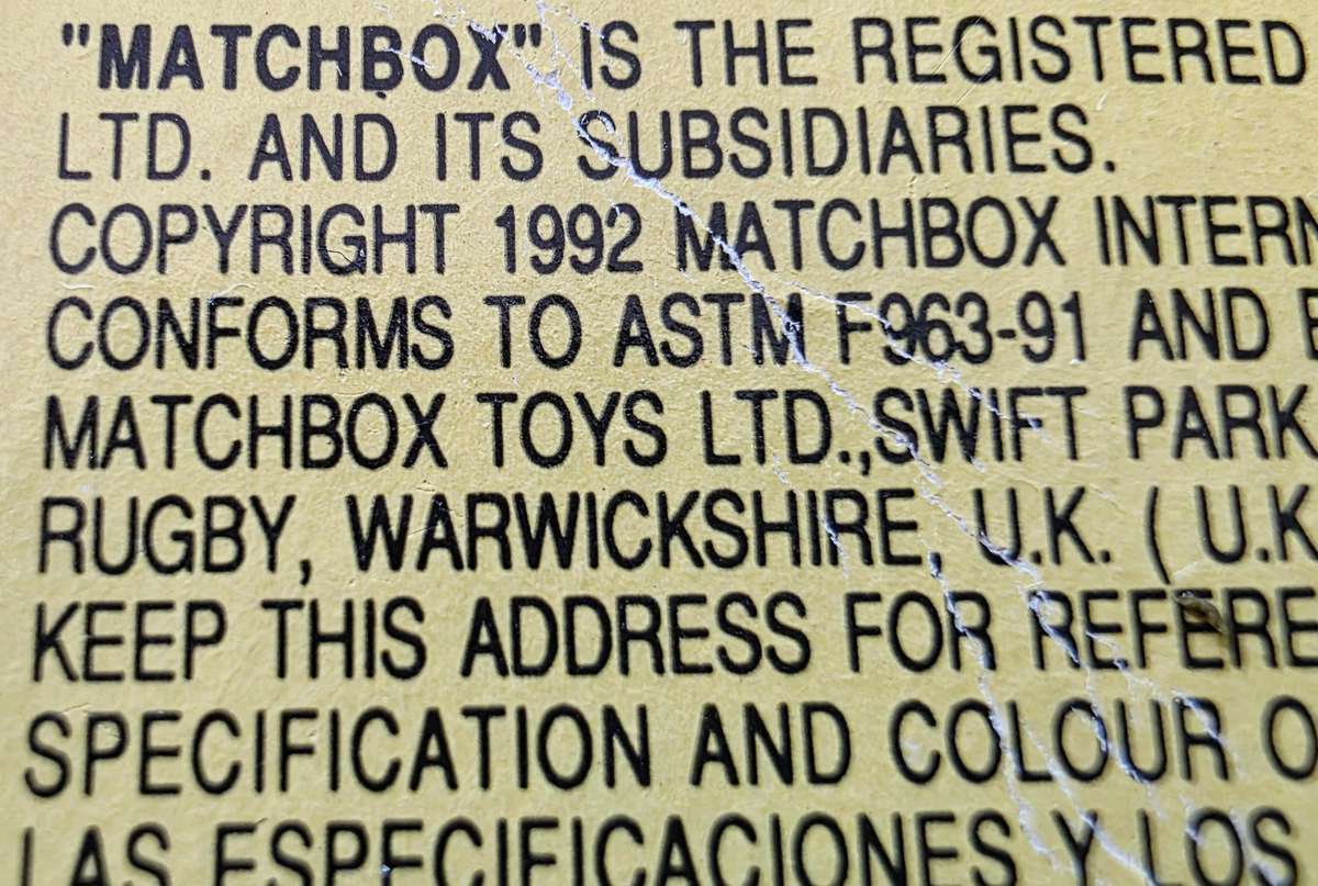 1992 LTD. ED. MATCHBOX ORIGINALS - AUTHENTIC RECREATIONS - NO. 5 THE LONDON BUS