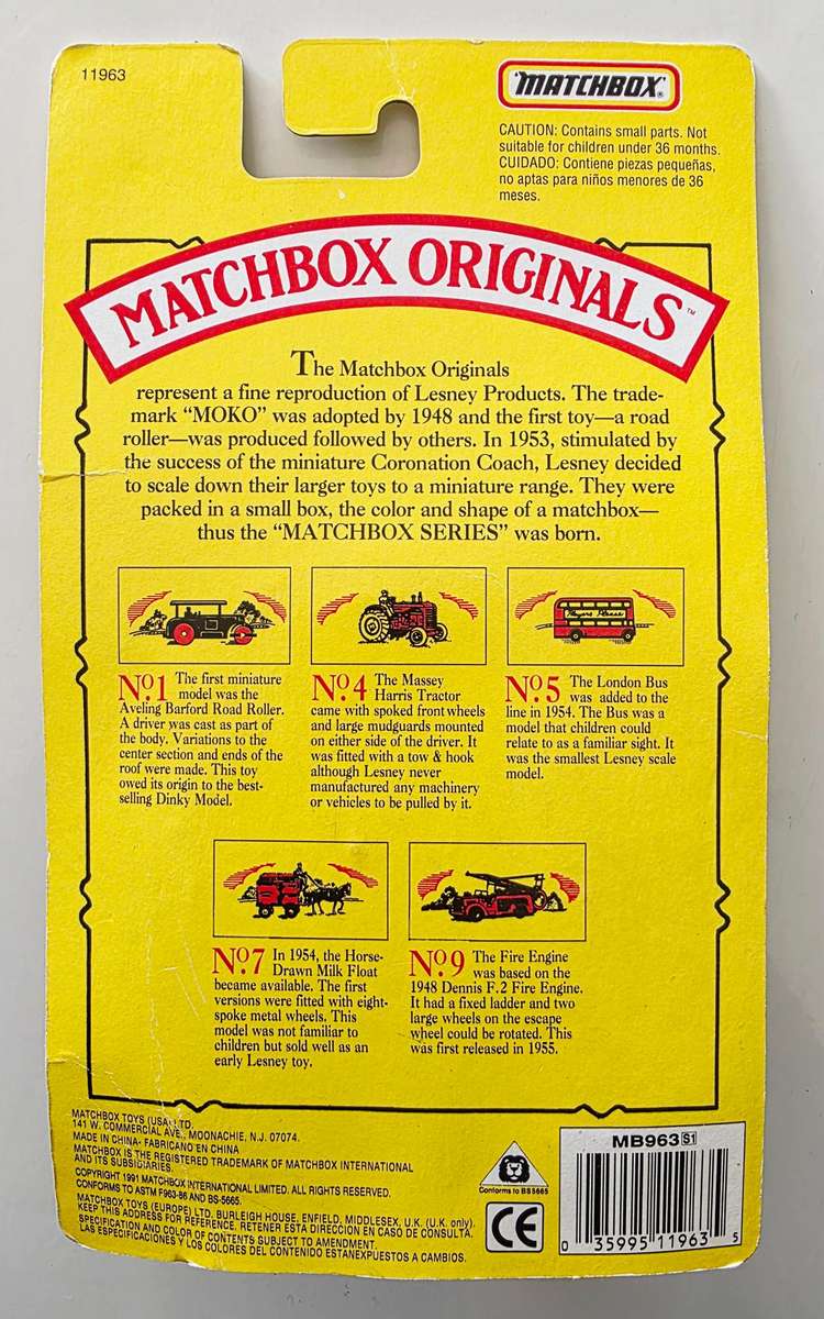 1991 LTD. ED. MATCHBOX ORIGINALS - AUTHENTIC RECREATIONS - NO. 7 THE HORSE-DRAWN MILK FLOAT