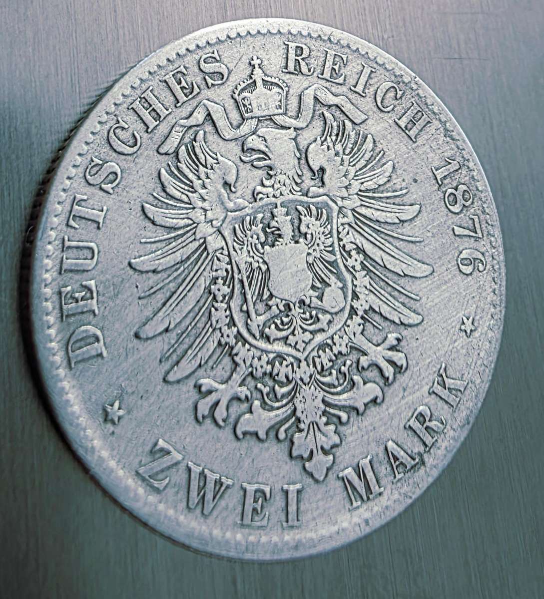 1876 SILVER - GERMANY ZWEI-MARK - BAYERN 1876 D - 11 GRAM