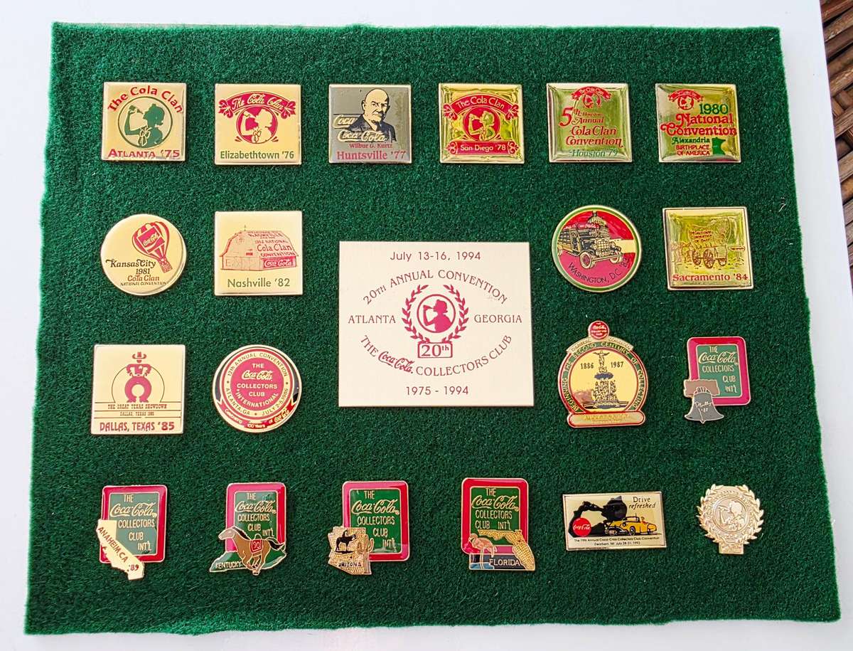 1994 COCA-COLA COLLECTORS CLUB - 20TH ANNUAL CONVENTION - 20 PIN PLAQUES
