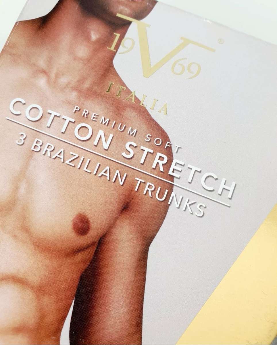 VERSACE 19-69 - 3 PACK - COTTON STRETCH BRAZILIAN TRUNKS - LARGE - MSRP $42.50