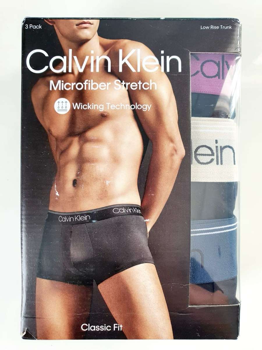 3 PACK - CALVIN KLEIN - 2XL - MICROFIBER STRETCH LOW RISE TRUNKS - MSRP $47.50