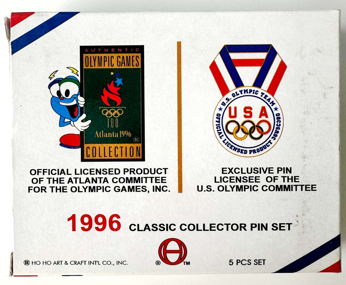 VINTAGE - 1996 ATLANTA CENTENNIAL OLYMPIC GAMES - EXCLUSIVE USA LICENSEE PIN SET - ORIG. PACKAGING