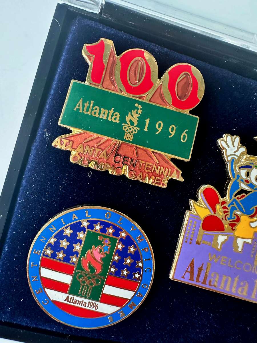 VINTAGE - 1996 ATLANTA CENTENNIAL OLYMPIC GAMES - EXCLUSIVE USA LICENSEE PIN SET - ORIG. PACKAGING