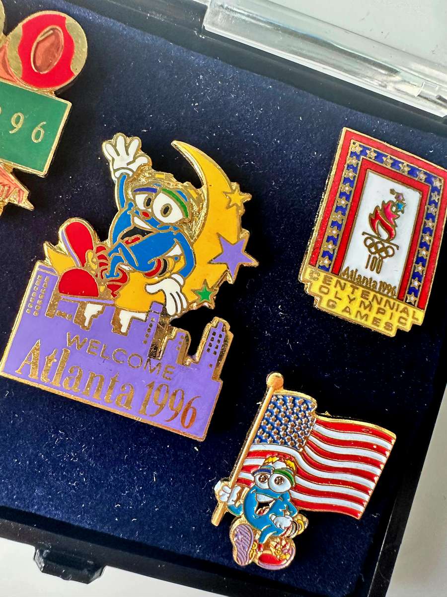 VINTAGE - 1996 ATLANTA CENTENNIAL OLYMPIC GAMES - EXCLUSIVE USA LICENSEE PIN SET - ORIG. PACKAGING