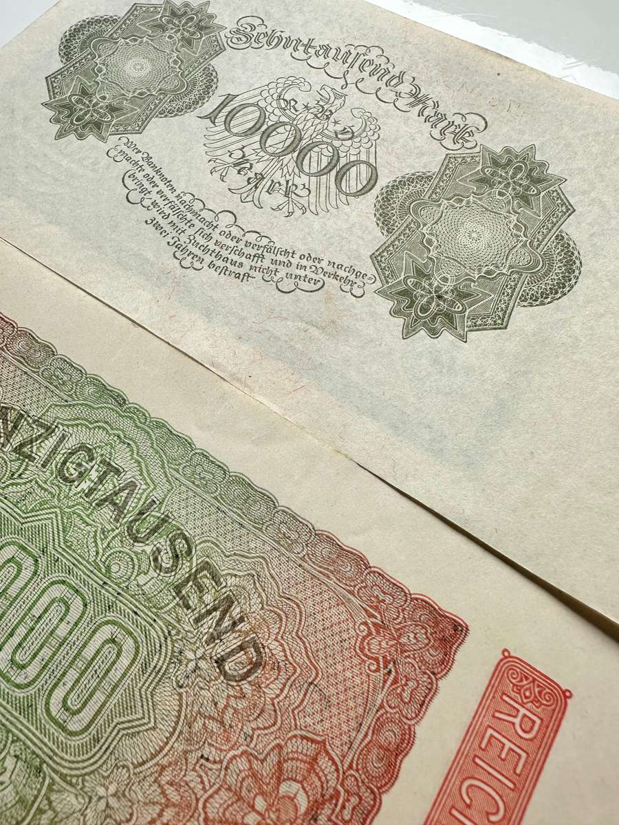 2 GERMAN REICHS BANKNOTEN 1922/23 - EXCLLENT CONDITION - MORE THAN 100 YEARS OLD