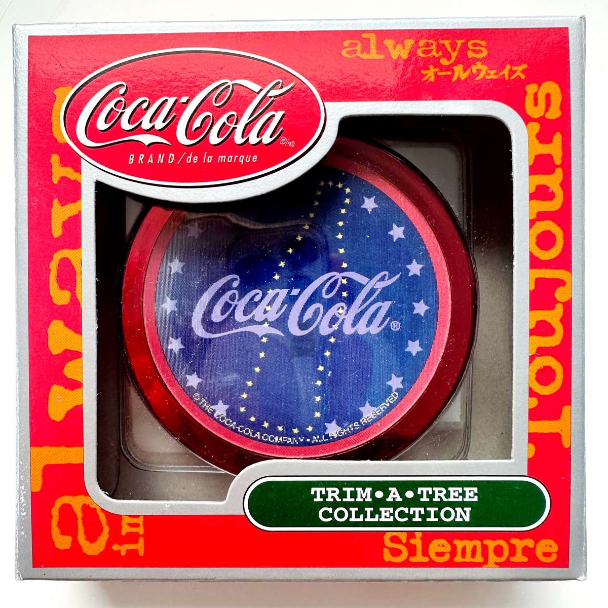 2 X STUNNING COCA COLA ORNAMENTS - 1 TRIM A TREE COLLECTION AND 1 GLASS-BLOWN CAVANAGH'S - CRAZY