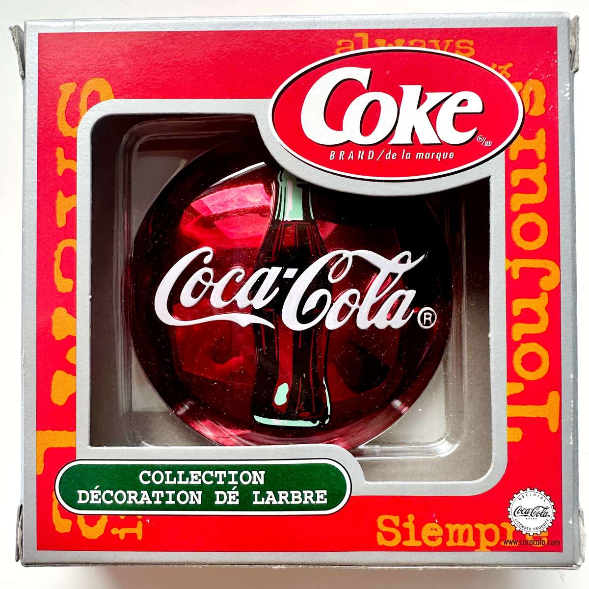2 X STUNNING COCA COLA ORNAMENTS - 1 TRIM A TREE COLLECTION AND 1 GLASS-BLOWN CAVANAGH'S - CRAZY