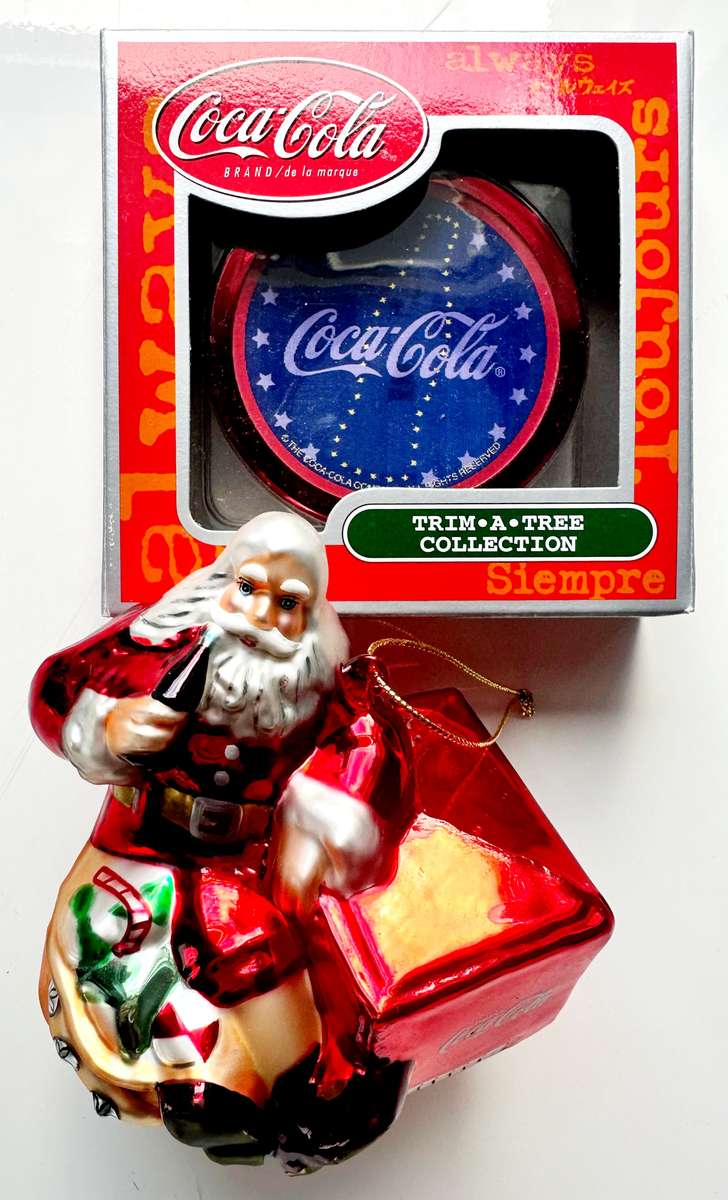 2 X STUNNING COCA COLA ORNAMENTS - 1 TRIM A TREE COLLECTION AND 1 GLASS-BLOWN CAVANAGH'S - CRAZY