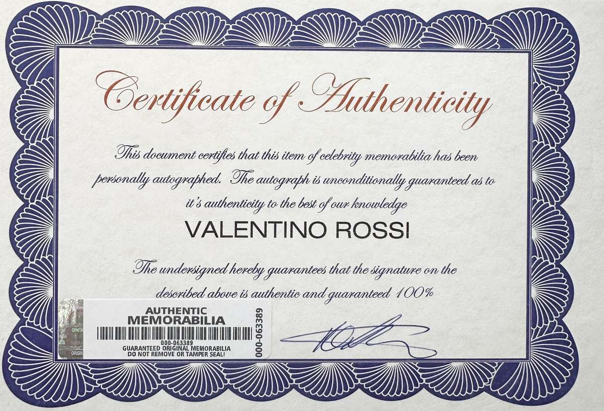 VALENTINO ROSSI - AUTHENTIC AUTOGRAPH - 100% ORIGINAL - WITH COA