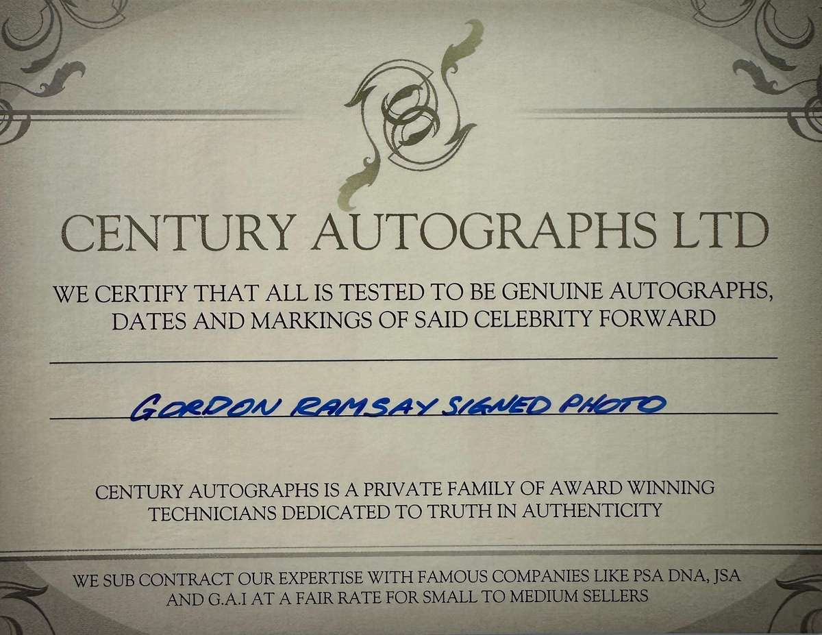GORDON RAMSAY - AUTHENTIC AUTOGRAPH - 100% ORIGINAL - WITH COA - HARD TO GET