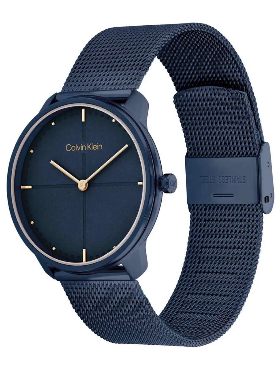 CALVIN KLEIN NAVY BLUE DIAL QUARTZ LADIES WATCH - METAL MESH STRAP - READ!!!