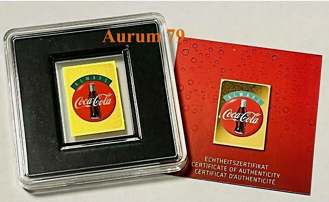 COCA COLA GOLD BAR 1/500 OZ + CERTIFICATE OF AUTHENTICITY