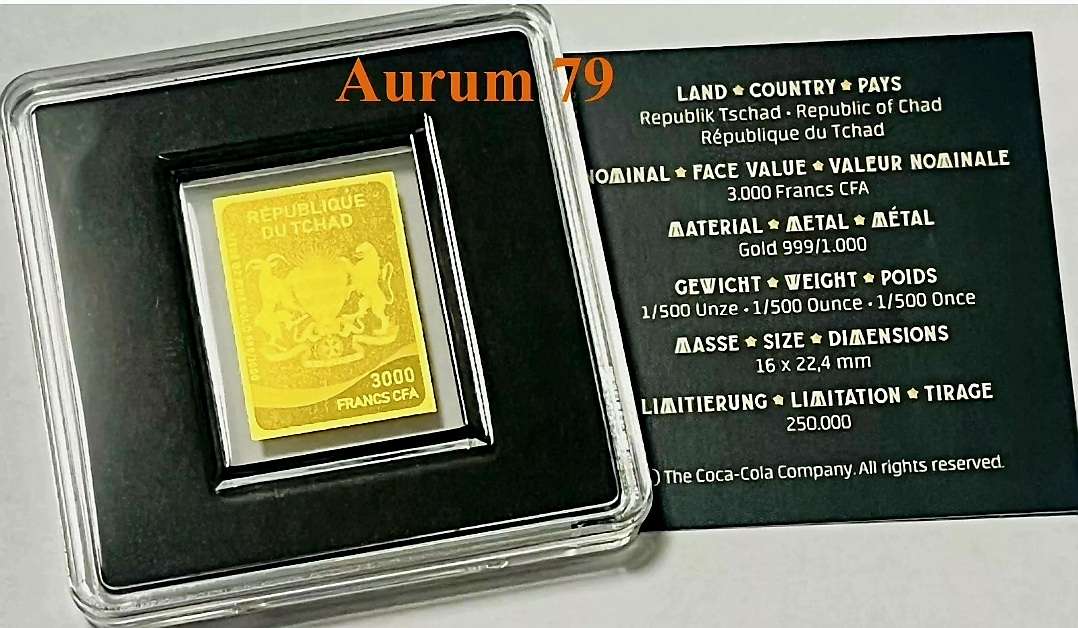 COCA COLA GOLD BAR 1/500 OZ + CERTIFICATE OF AUTHENTICITY