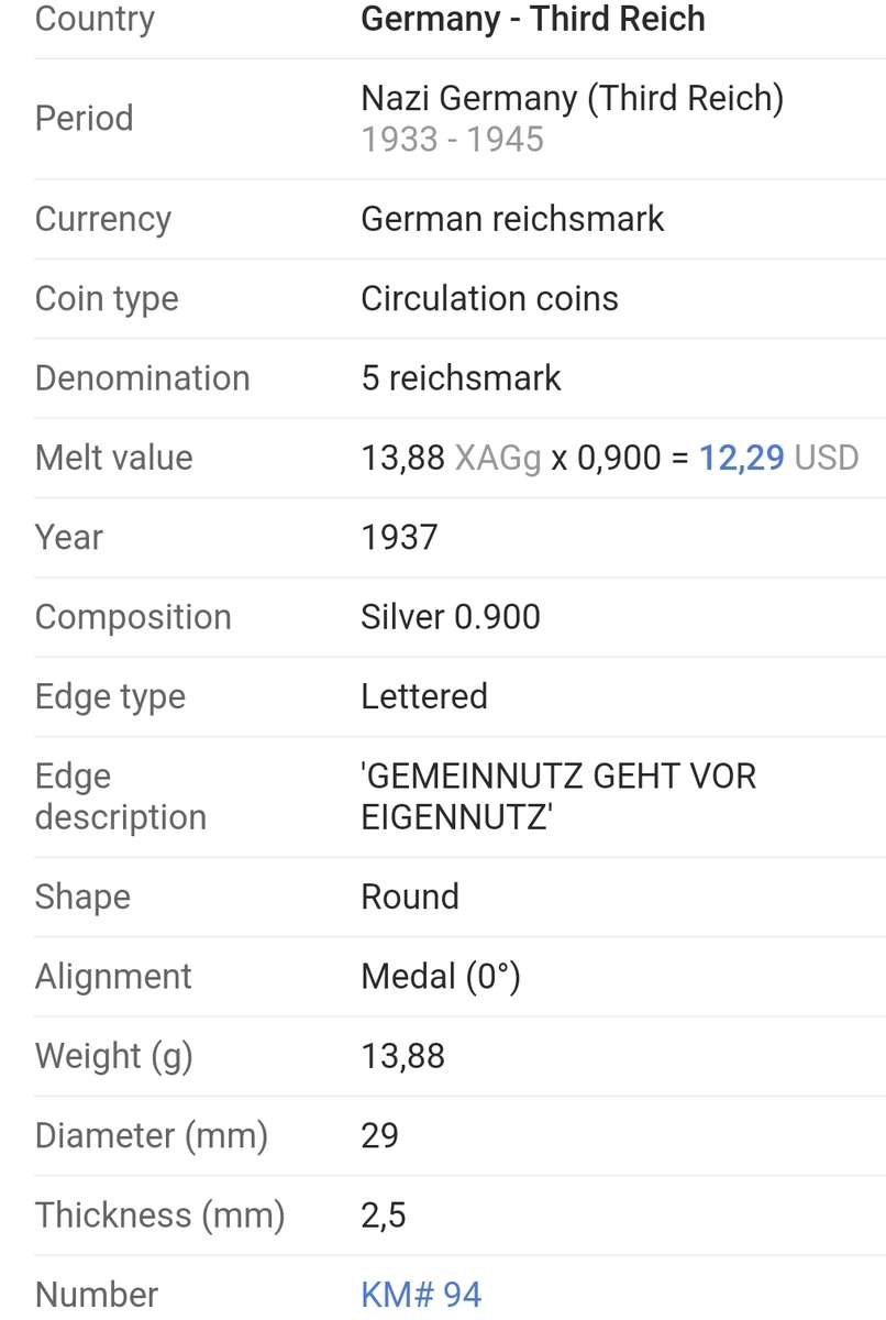 1937 - 2 DEUTSCHE REICHS MARK - SILVER - TOP COIN