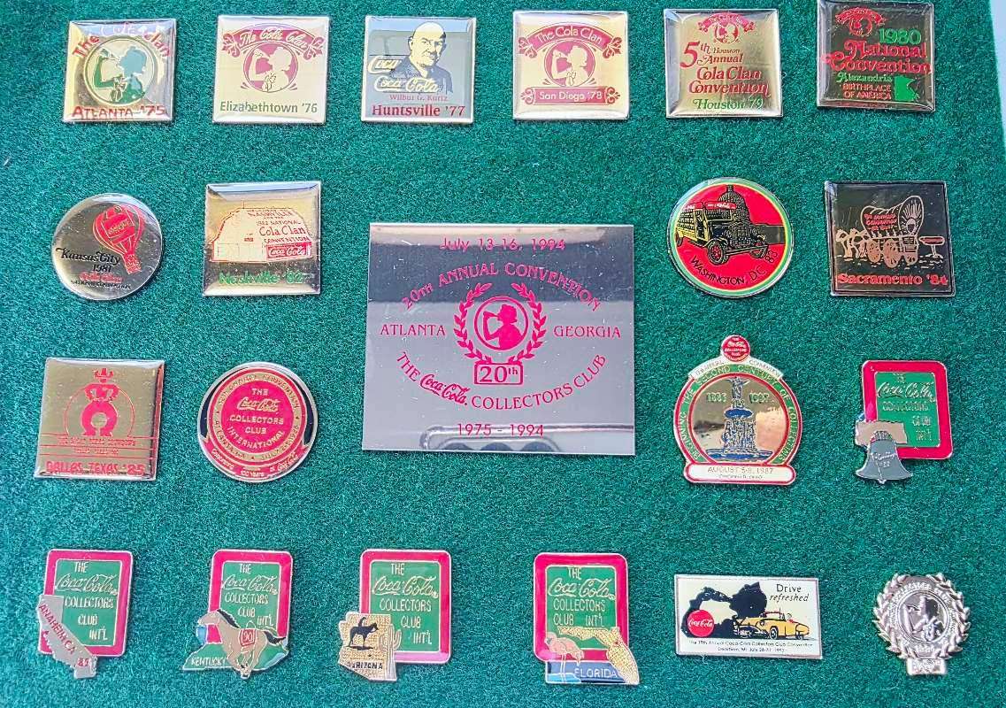 Rare Coca-Cola History: Official 20th Anniversary Convention Pin Set (19751994)