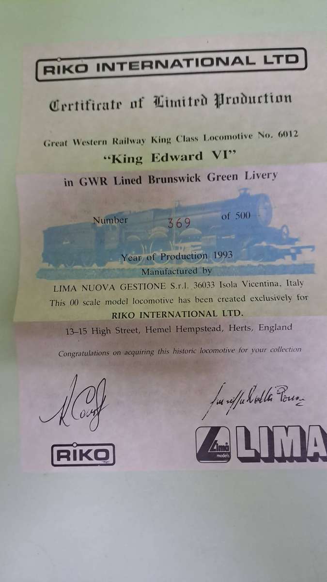 LIMA Steam Loco with Tender King Edward VI (Excellent Condition) Limited production only 500 made.