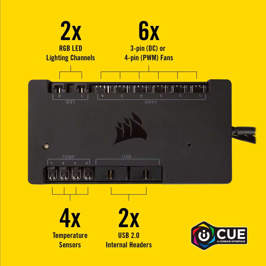 Corsair - iCUE QL120 RGB 120mm 6 Pack with Corsair Commander Pro