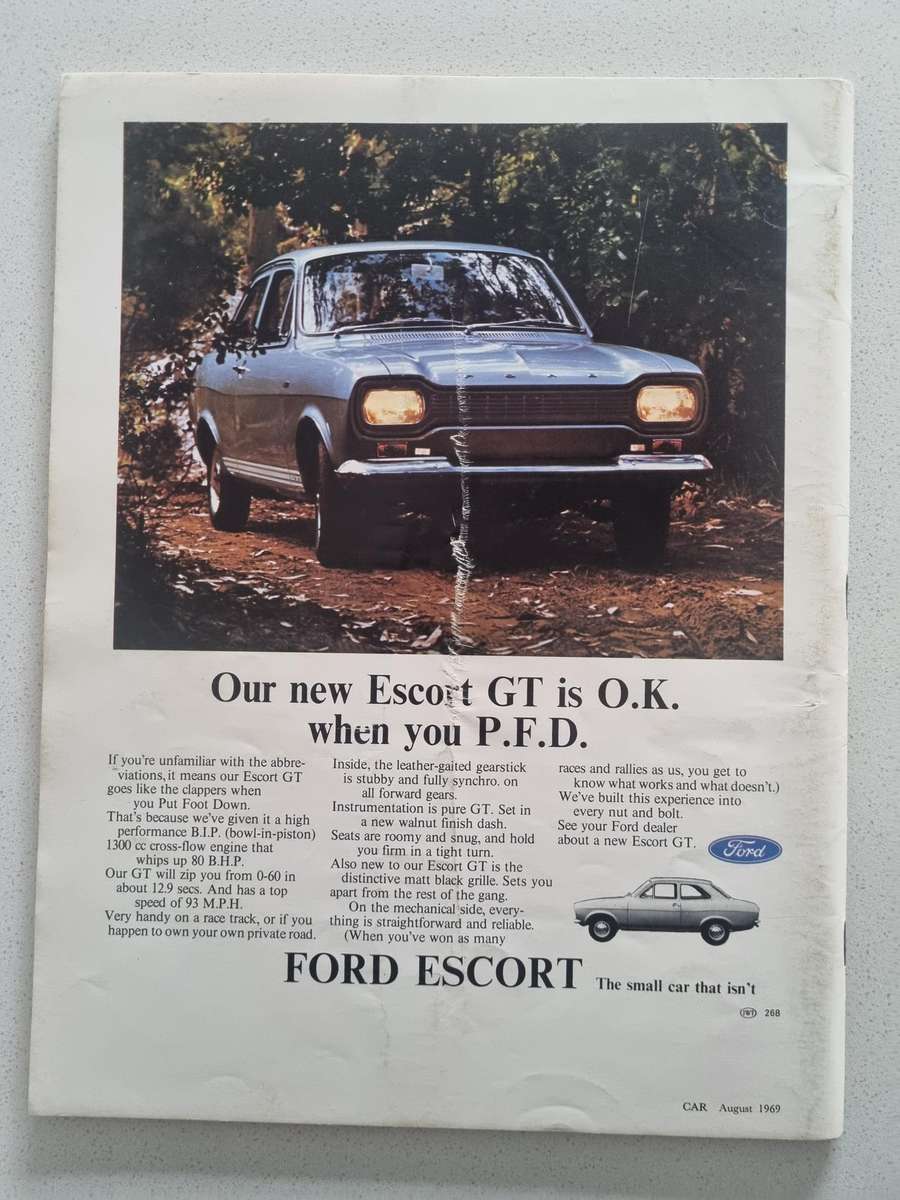 Vintage CAR magazine (Ford Capri on cover) August 1969