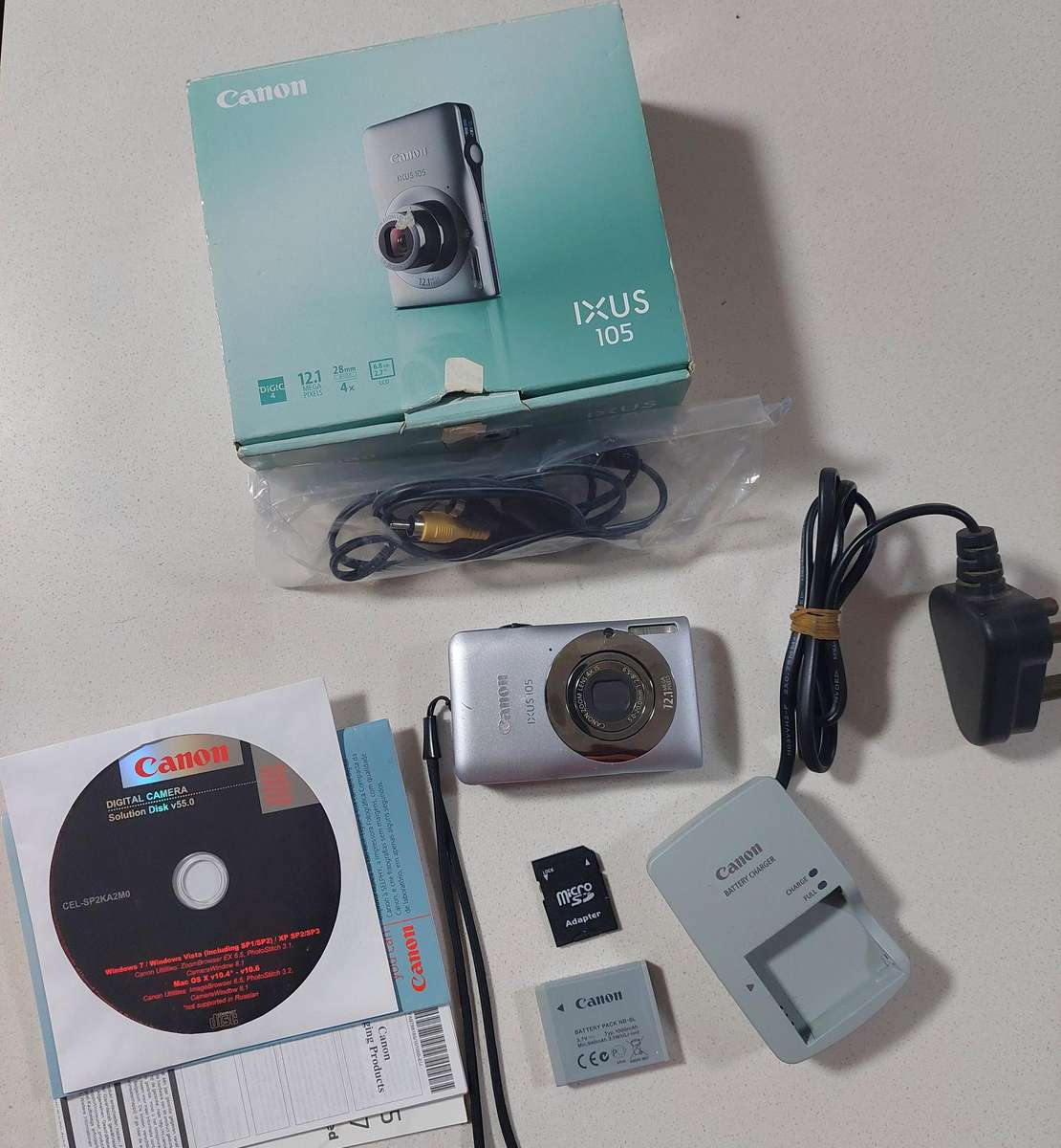 Canon IXUS digital camera 105  (12.1m/pixel, 4 x optical zoom, video recording)