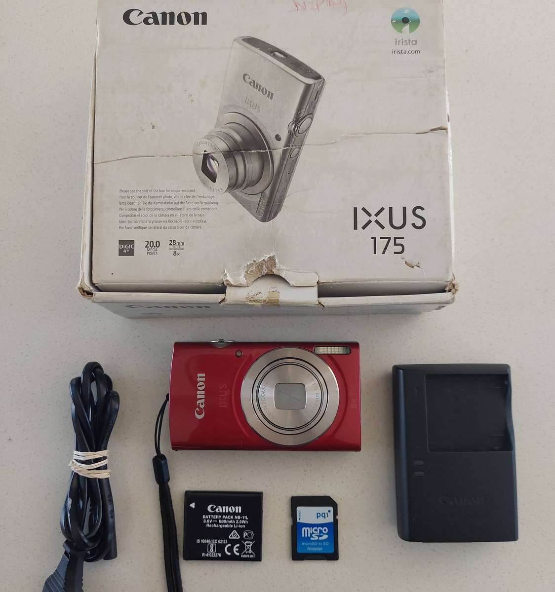 Canon IXUS digital camera 175 (20 m/pixel, 8 x optical zoom, HD video recording)