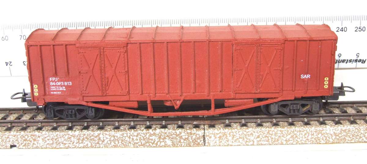 FREIGHT HO: Resin Molded SAR "FBJ" Closed Freight Wagon in Good, Used Condition
